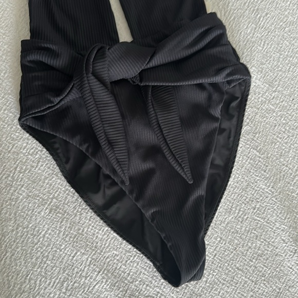 MONTCE Black Rib Tropez Tie-Up One-Piece, Black, Medium , $218 - Picture 11 of 14
